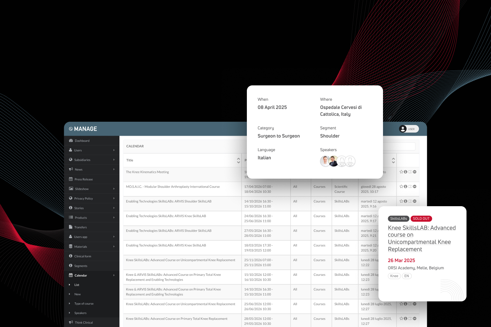 Screenshot del nuovo CMS